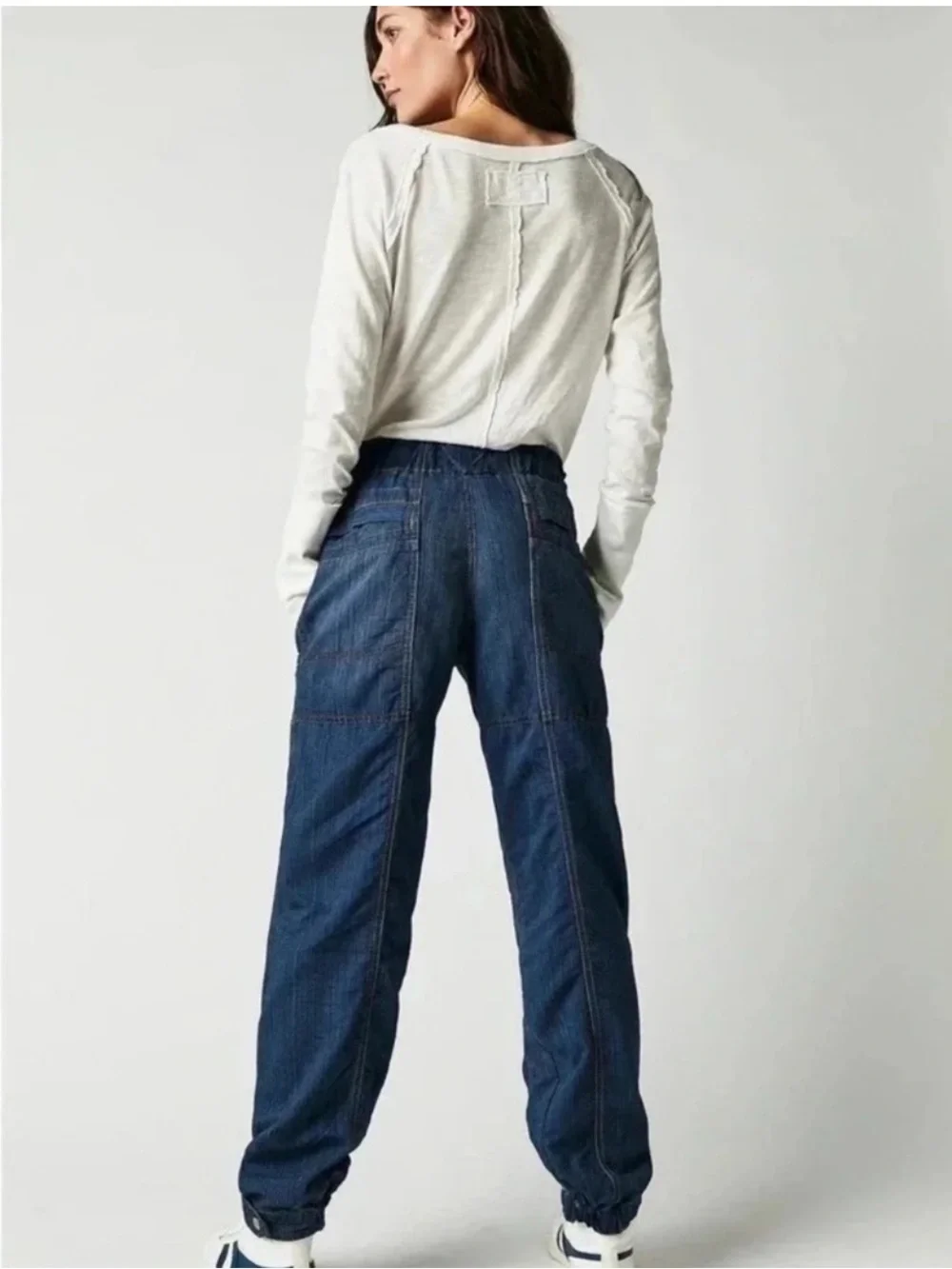 New Free People Drawstring Jogger Jeans Dark Wash Small